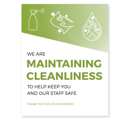 Maintaining Cleanliness Window Cling  6" x 4" Green Pack of 25 